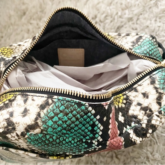 Clare V. Marisol Leather Front Pocket Pastel Painted Snake Bag - Picture 11 of 11